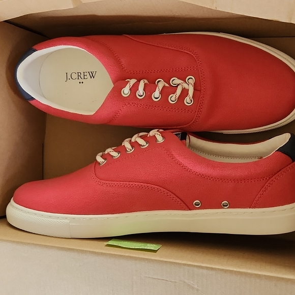 J Crew Washed Red Sneakers Canvas - Picture 4 of 11